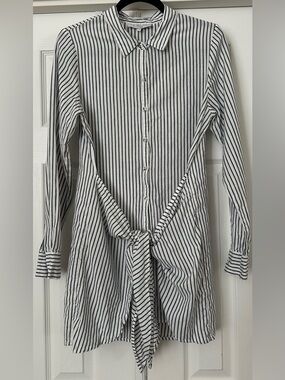 L'Academie Striped Front Tie Shirt mini Dress Size Small